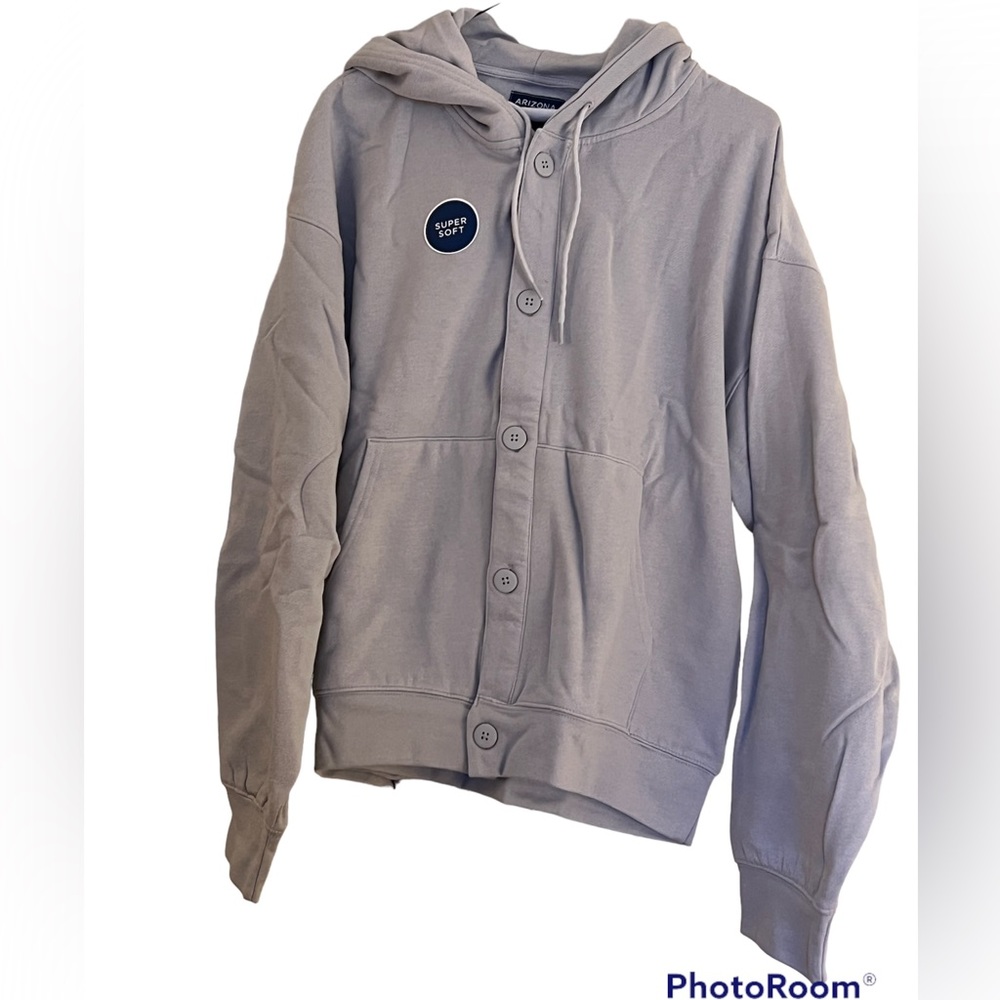 Arizona: Men’s SOFT Light Grey Large Cardigan Hoodie NWT